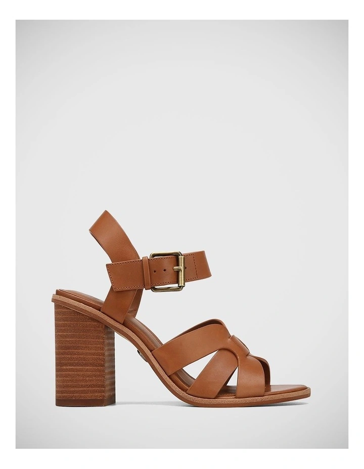 Fliss Leather Sandal in Dark Cognac