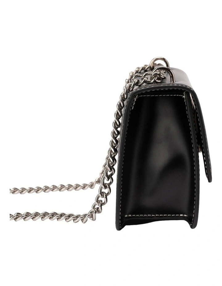 Alicia Glossy Leather Crossbody in Black