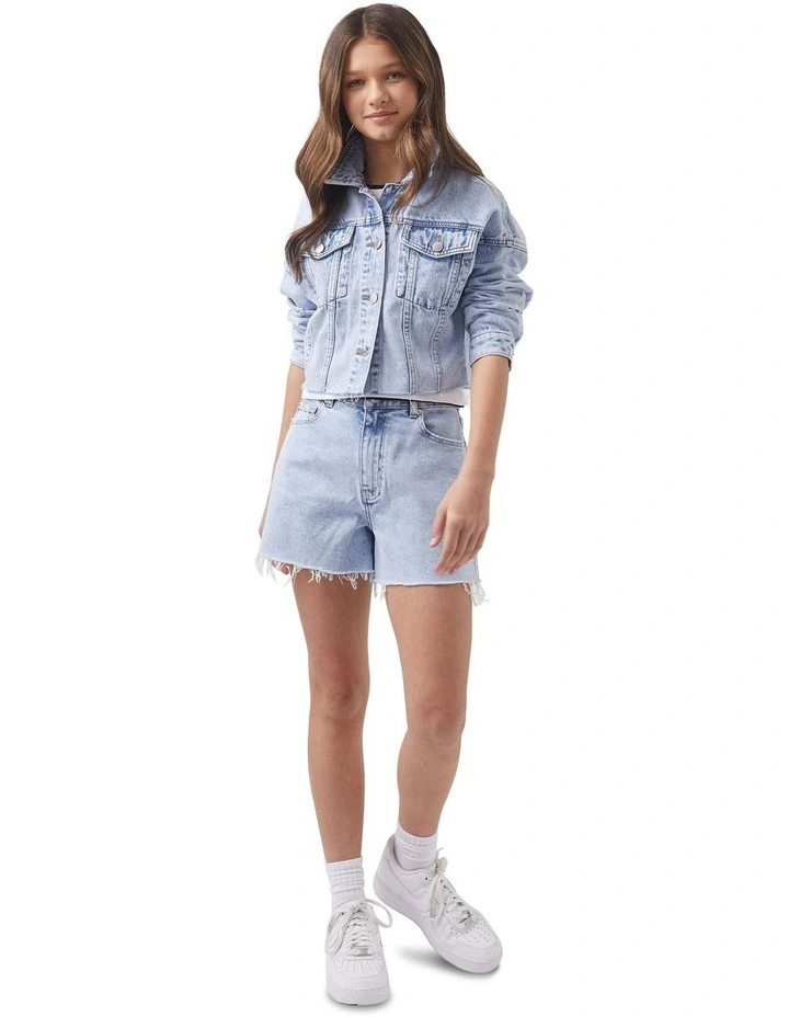 Boxy Crop Denim Jacket in Byron Blue