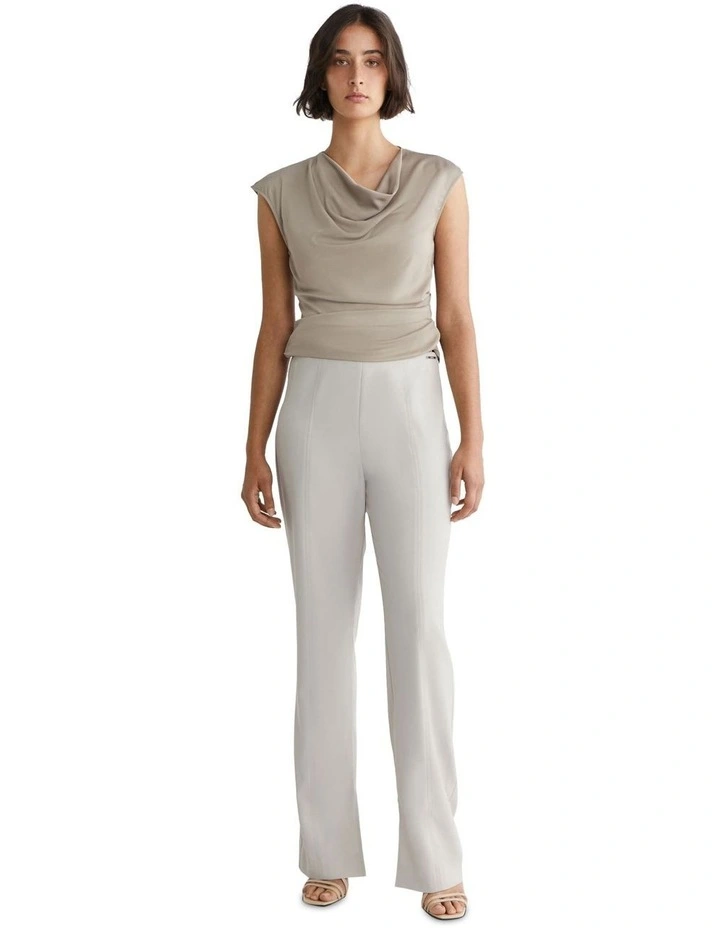 Recycled CDC Draped Top in Neutral Taupe