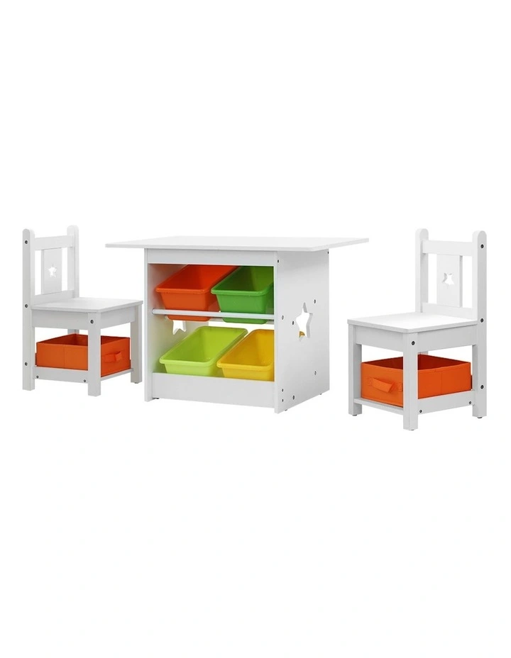 Table and Chairs 3 Piece Set in White