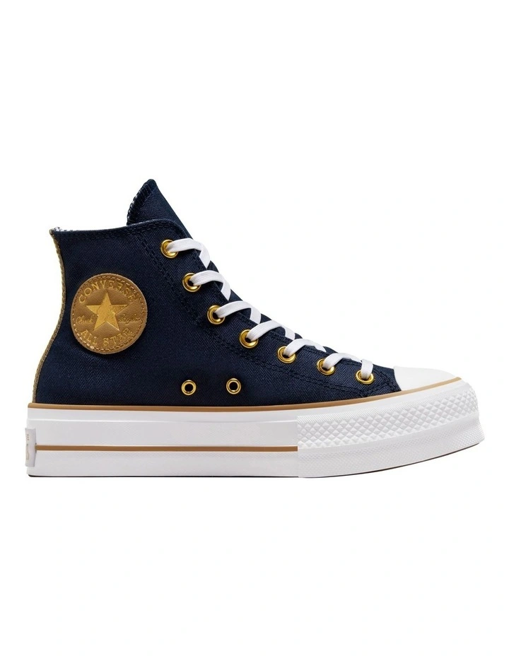 Chuck Taylor All Star Lift Platform Herringbone Stripe Shoe in Obsidian/White