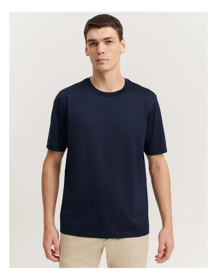 Mercerised T-shirt in Navy