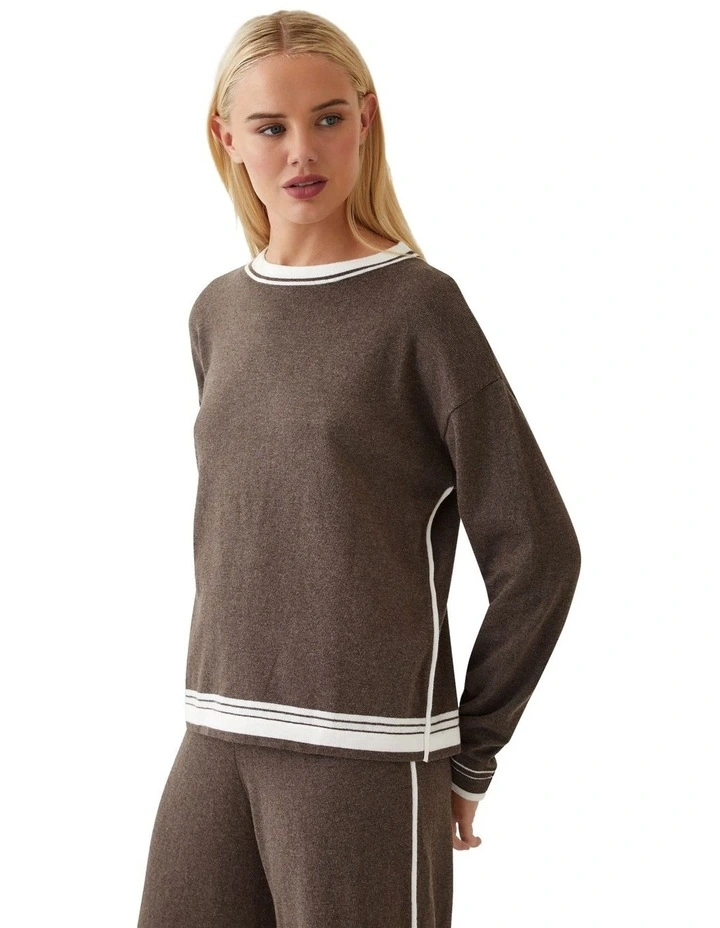 Annalise Crew Neck Knit Jumper in Cocoa