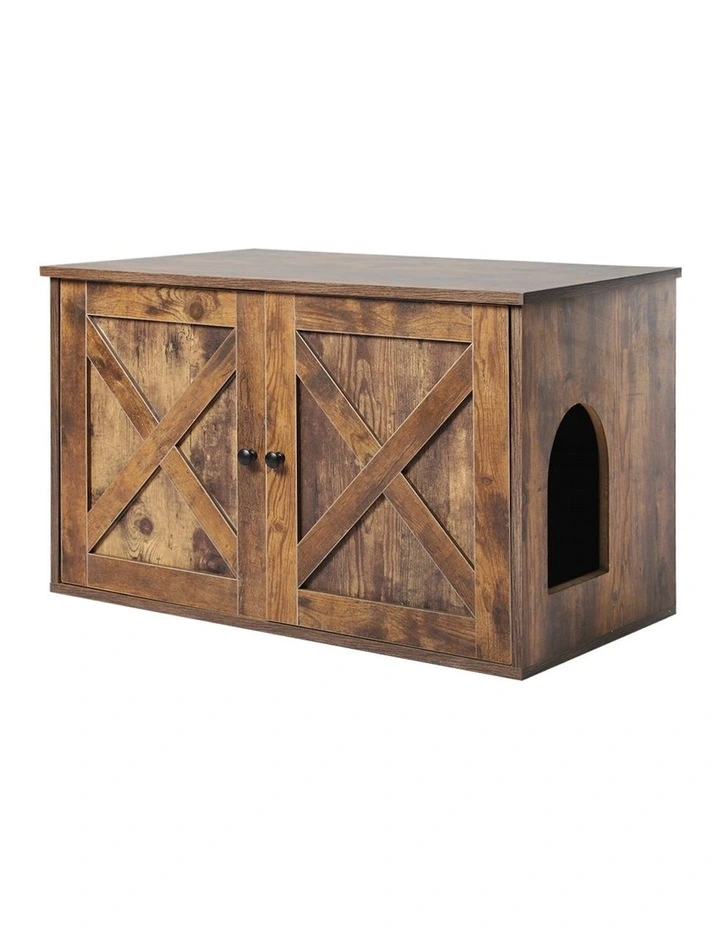 Enclosed Cat Litter Cabinet Box in Brown