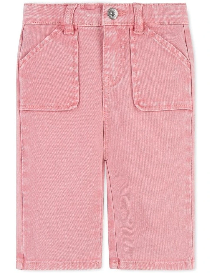 Girls Cropped Wide Leg Pants in Pink