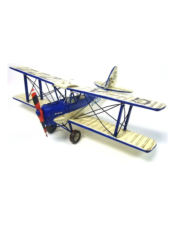 Ornament Tiger Moth Plane Metal Standing Vintage Decor 50cm