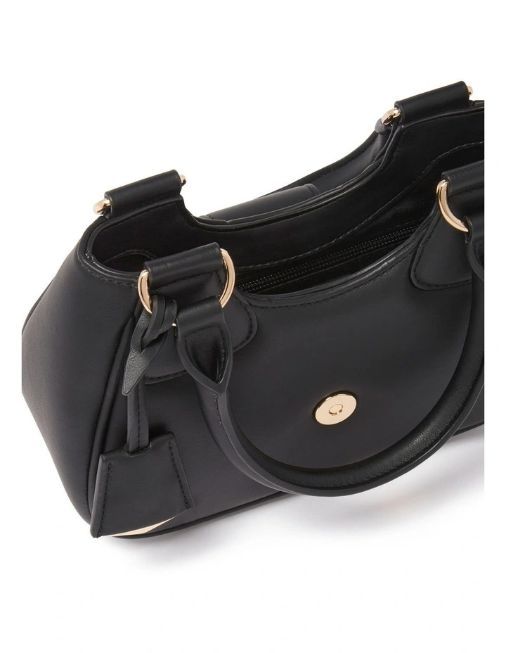 Signature Madison Buckle Moon Bag in Black