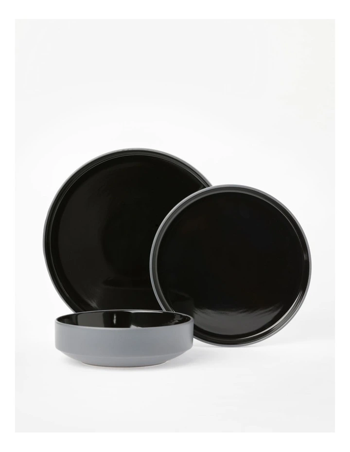 Halo Dinner Set 12 Piece in Black