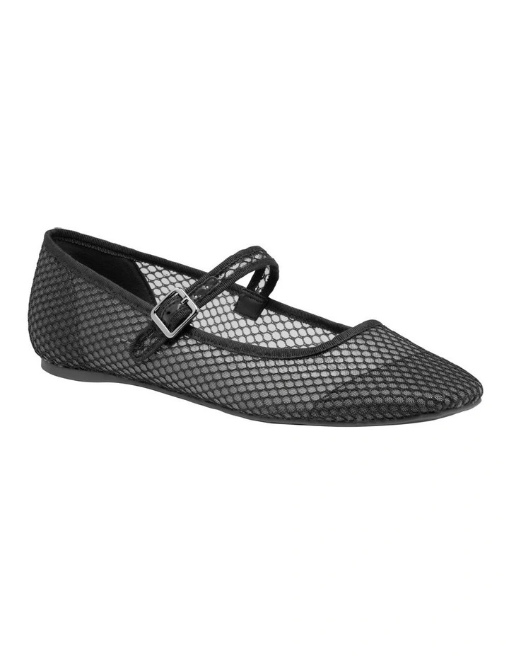 Lilop Mesh Mary jane Flat in Black