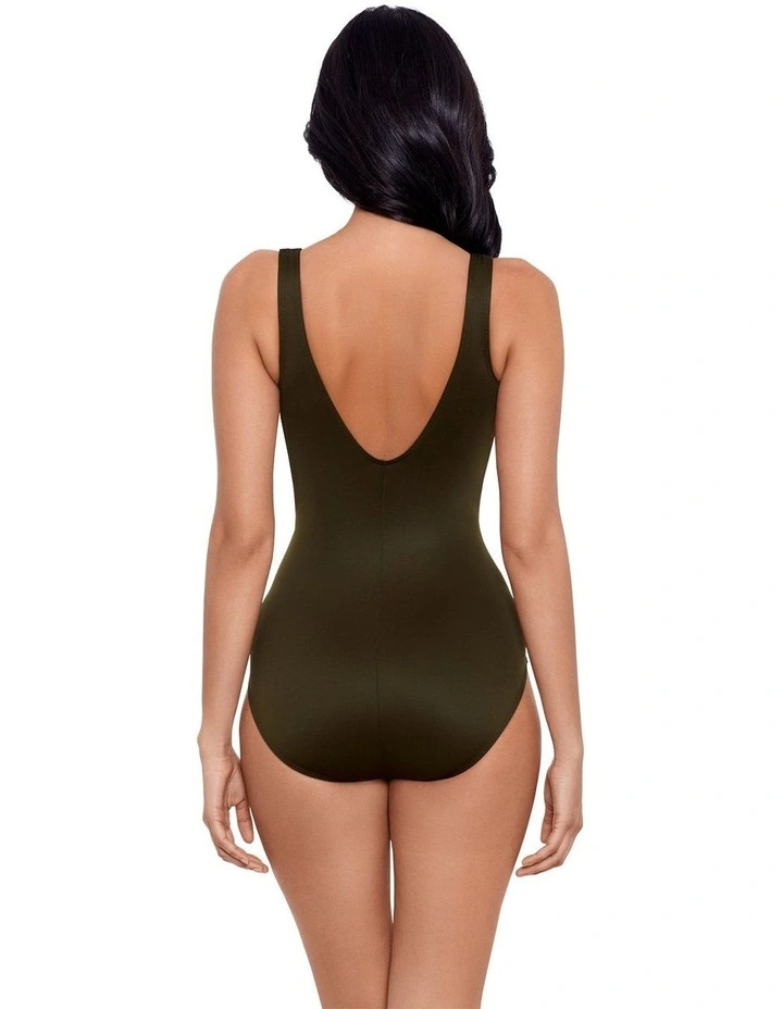 Twisted Sisters Esmerelda Plunge Shaping Swimsuit in Nori Green