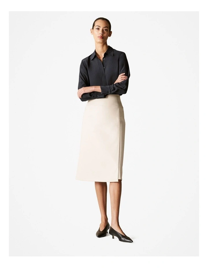 Silk Double Cuff Detail Shirt in Black