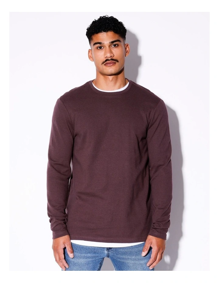 Logan Ls Rib Tee in Red