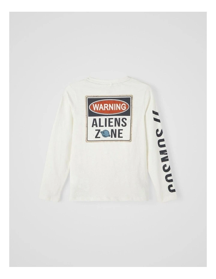 Onob Printed Long Sleeve Top in White Alyssum
