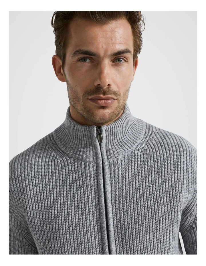 Full Zip Cardigan in Grey Marle Nep