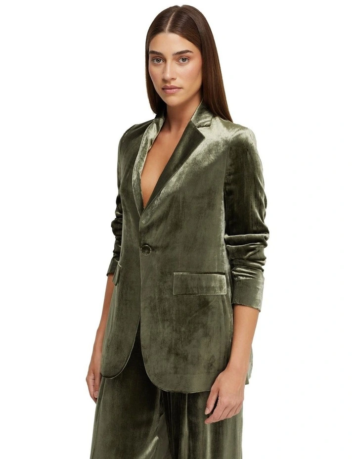 Lola Silky Velvet Jacket in Olive