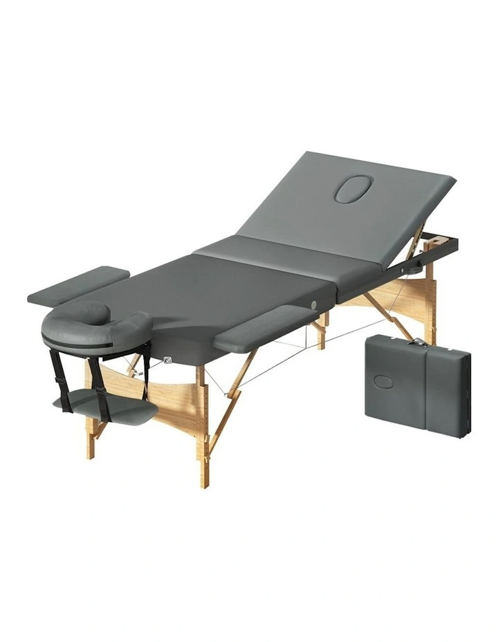 Wooden Portable 3 Fold Massage Table 75cm in Grey
