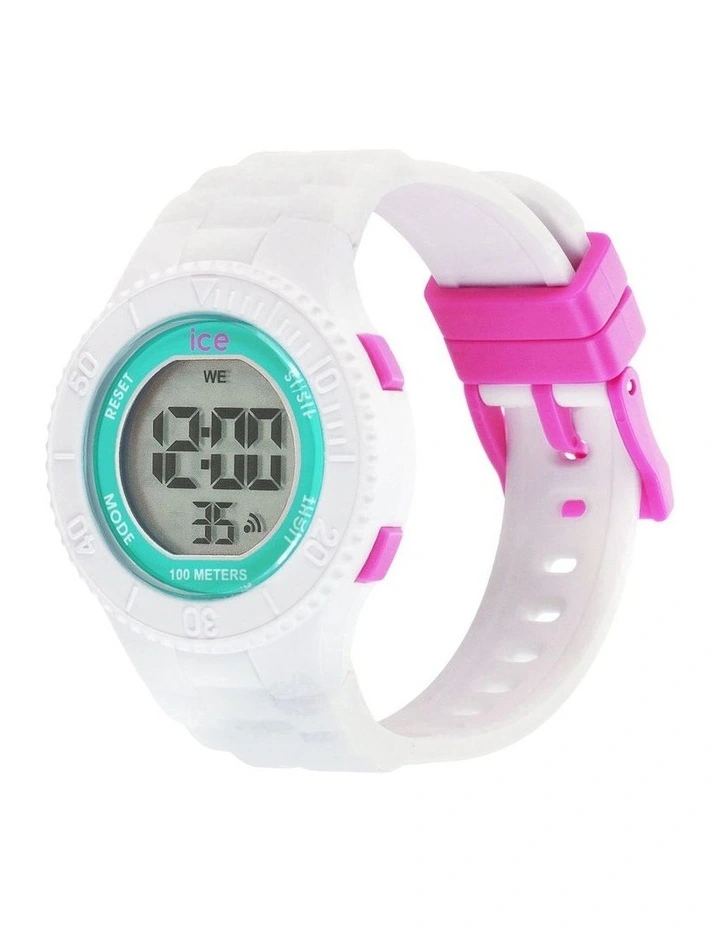 Digit Watch in White/Turquoise
