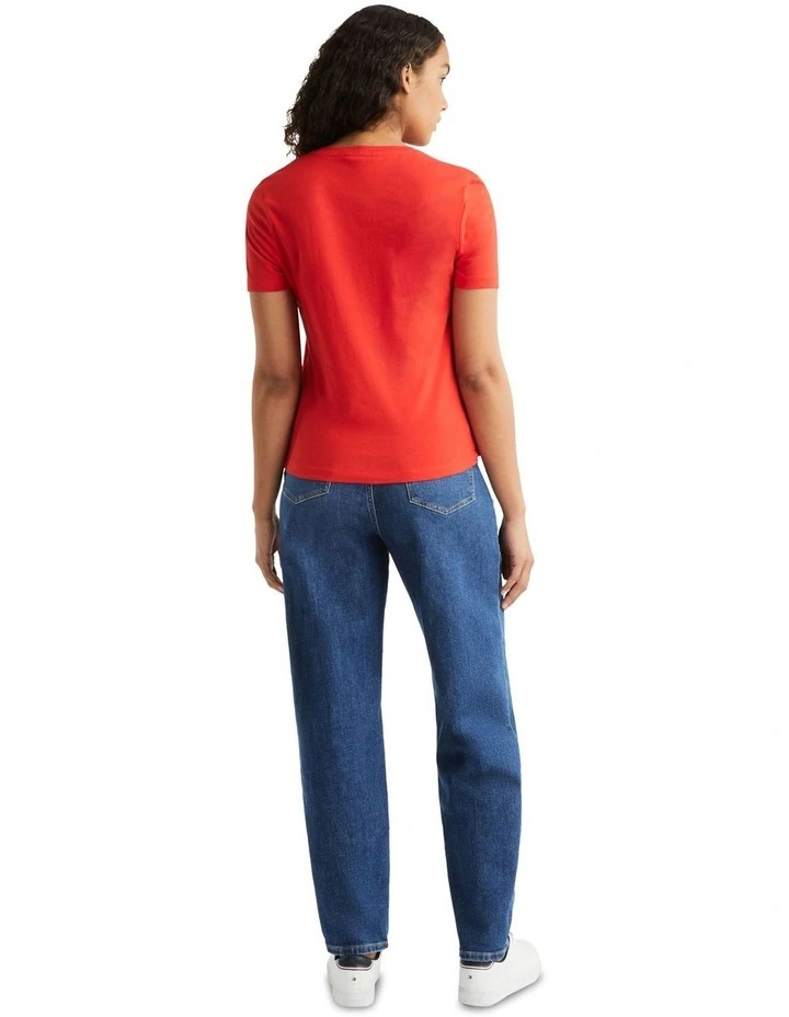 Slim Tommy Script Tee in Orange