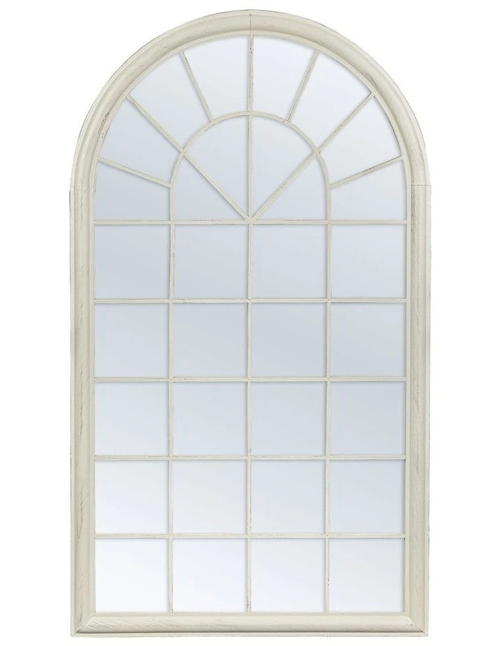 Dome Large Arch Iron Indoor Outdoor Mirror Antique White