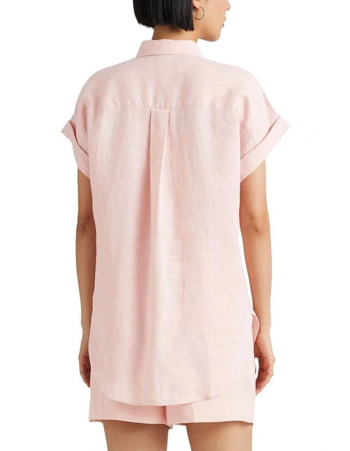 Linen Dolman-Sleeve Shirt in Orange