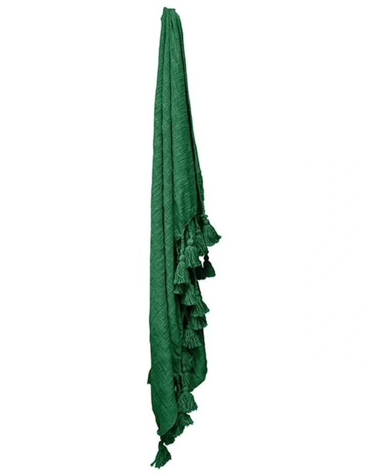 Neo With Giant Tassels Cotton Throw Blanket in Green