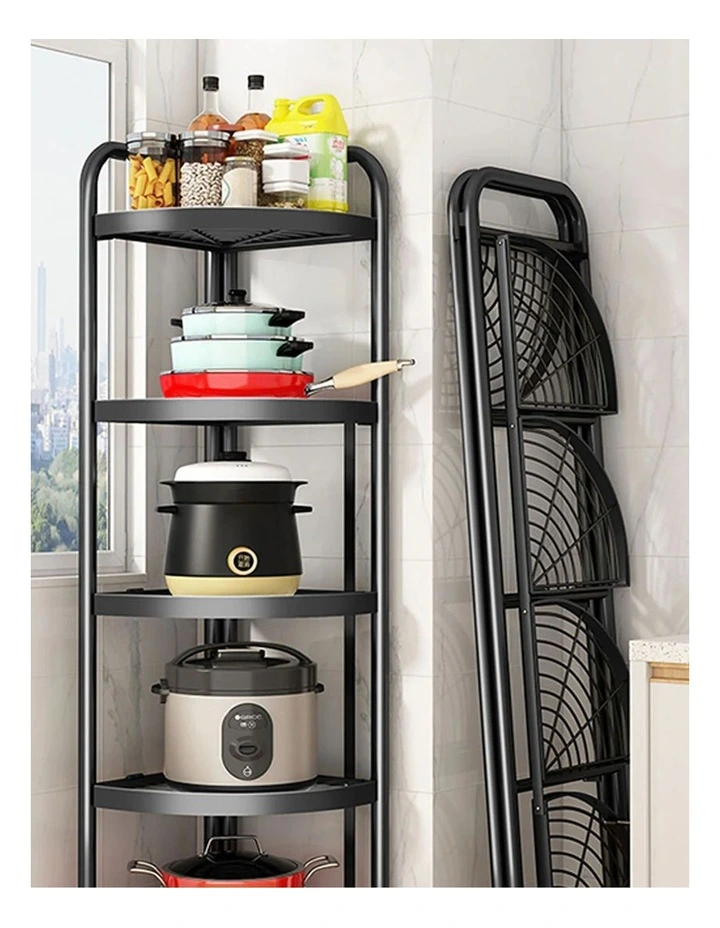 5 Tier Steel Triangular Corner Stand in Black
