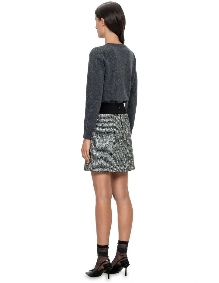 Beaded Merino Wool Knit in Charcoal Melange