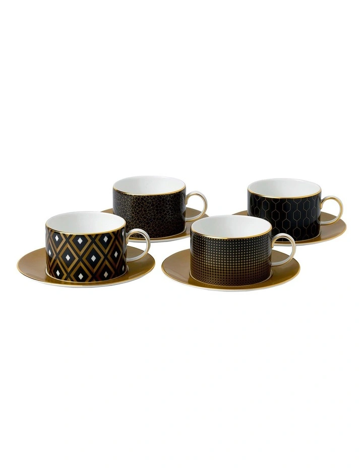 Gio Gold Teacup and Saucer Set of 4