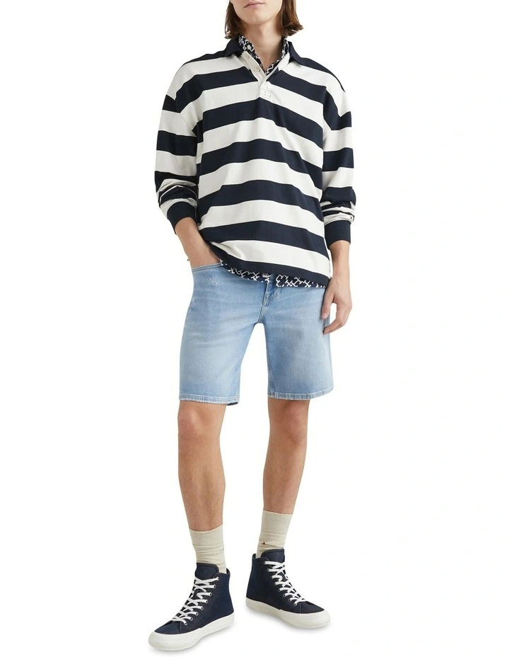 Brooklyn Worn Denim Shorts in Blue