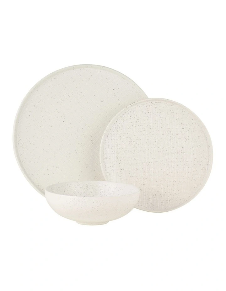 Onni 12 Piece Speckle High Rim Dinner Set Gift Boxed in White
