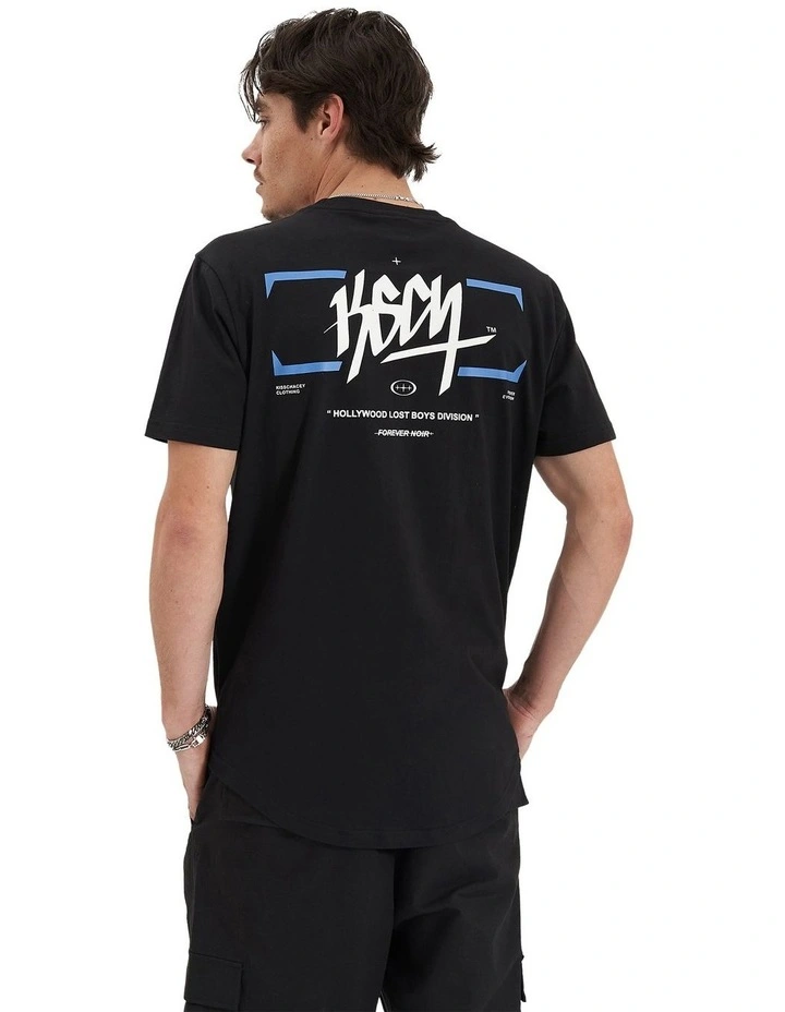 Erased Unit Dual Curved Tee in Black