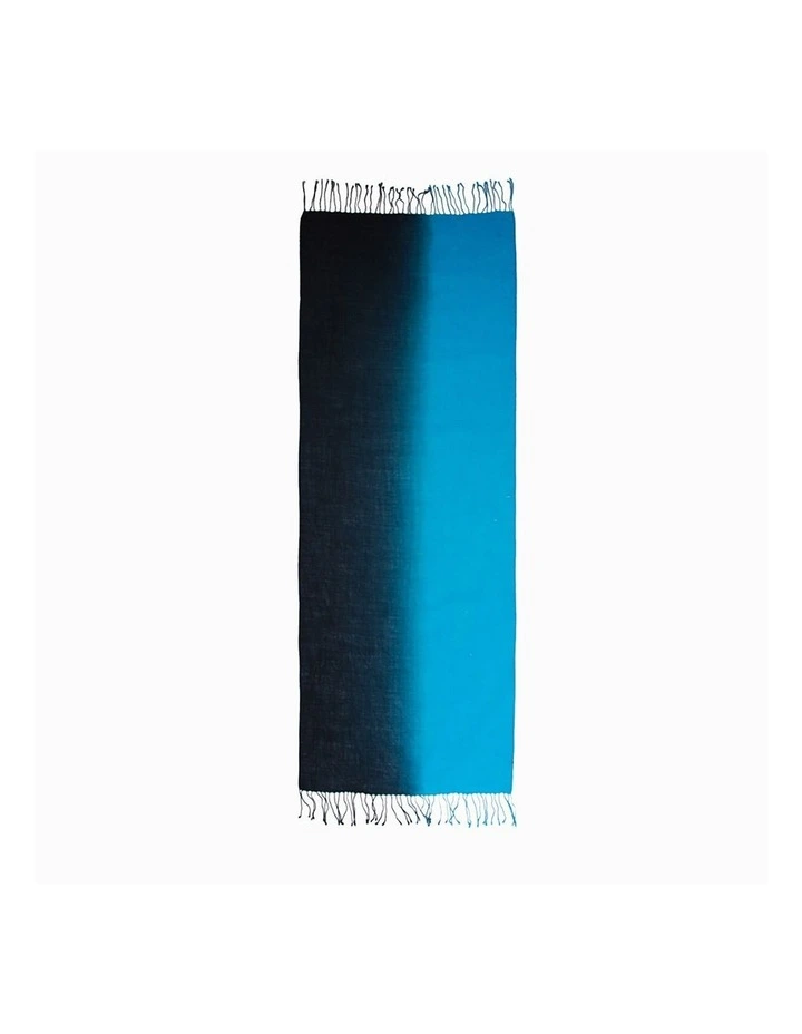 Merino Wool Tie Dye Scarf in Black/Cyan Blue