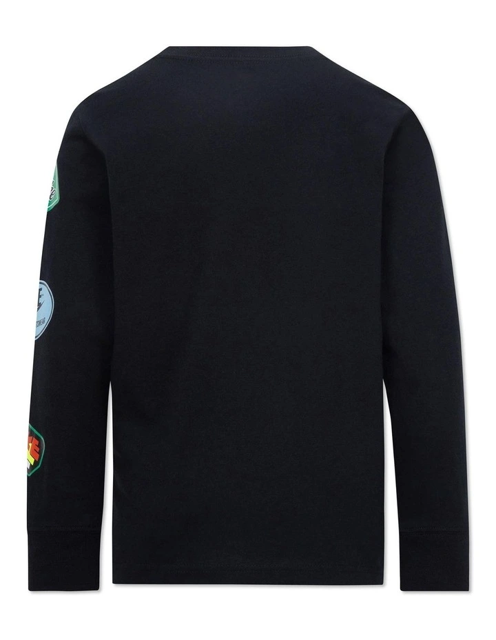 Retro Sticker Long Sleeve Tee in Black