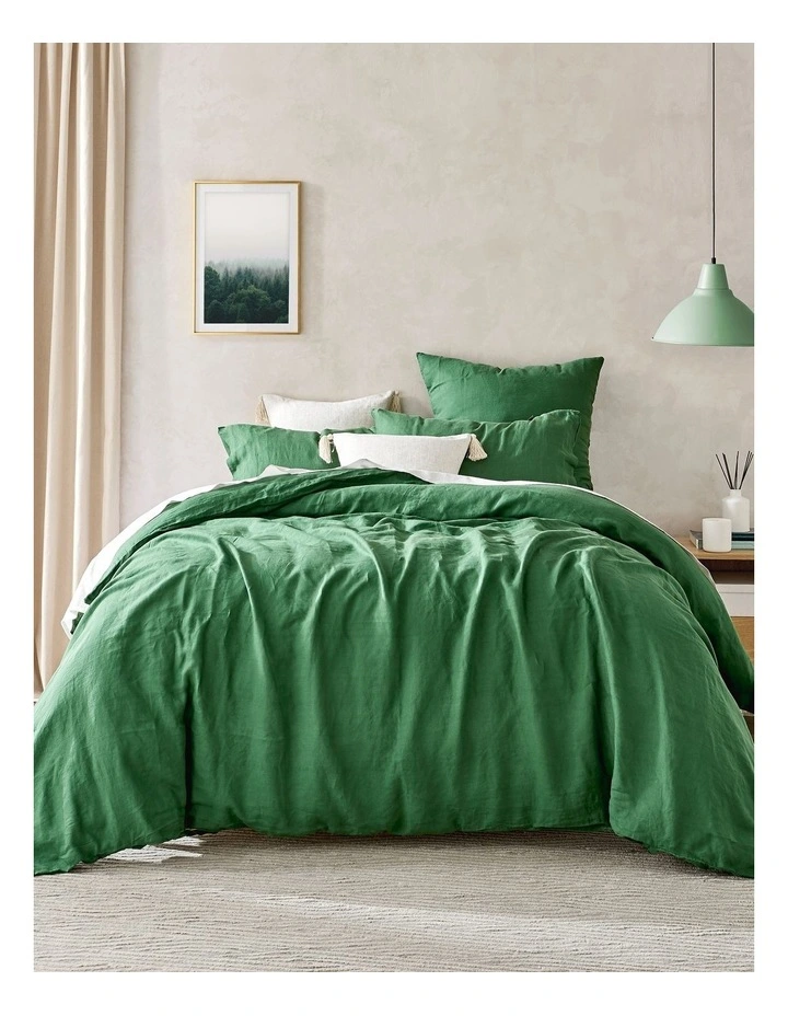 Linen European Flax Linen Quilt Cover Set in Olive