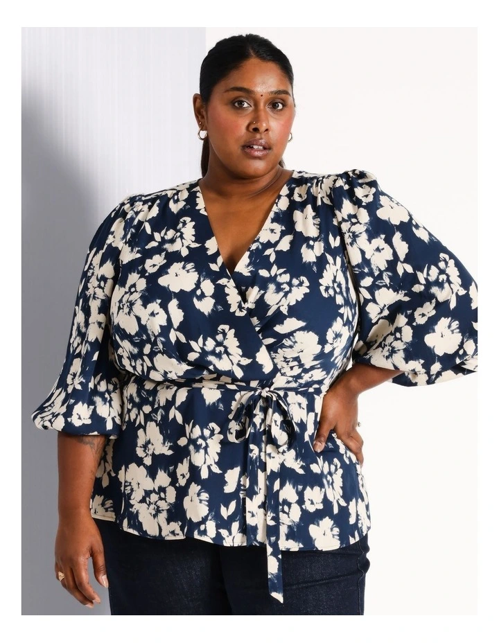 3/4 Sleeve Wrap Tunic Top in Assorted