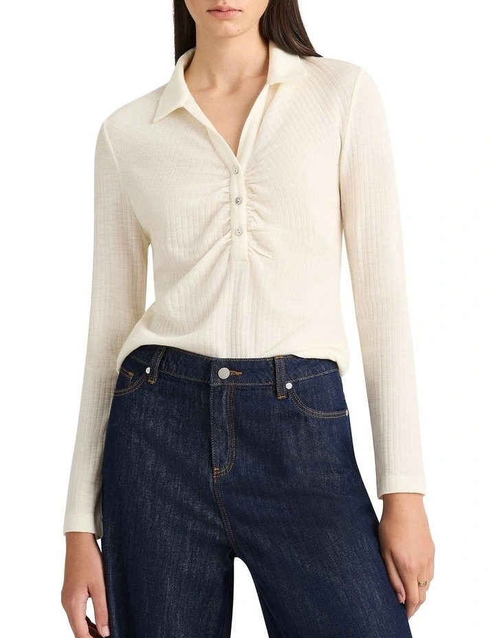Uma Rib Wool Top in Eggshell