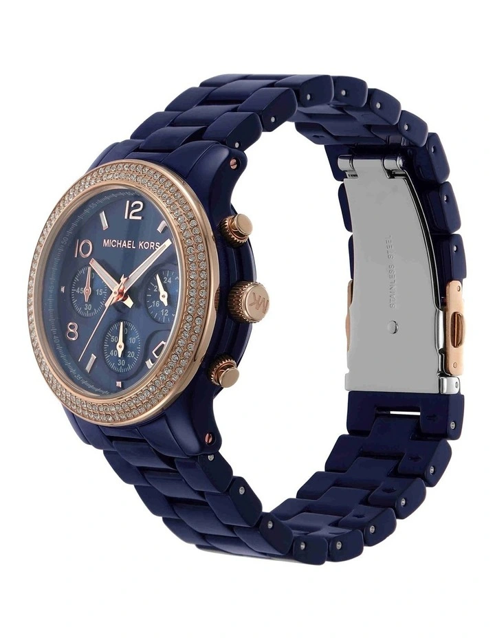 MK7423 Runway Chronograph Watch in Blue