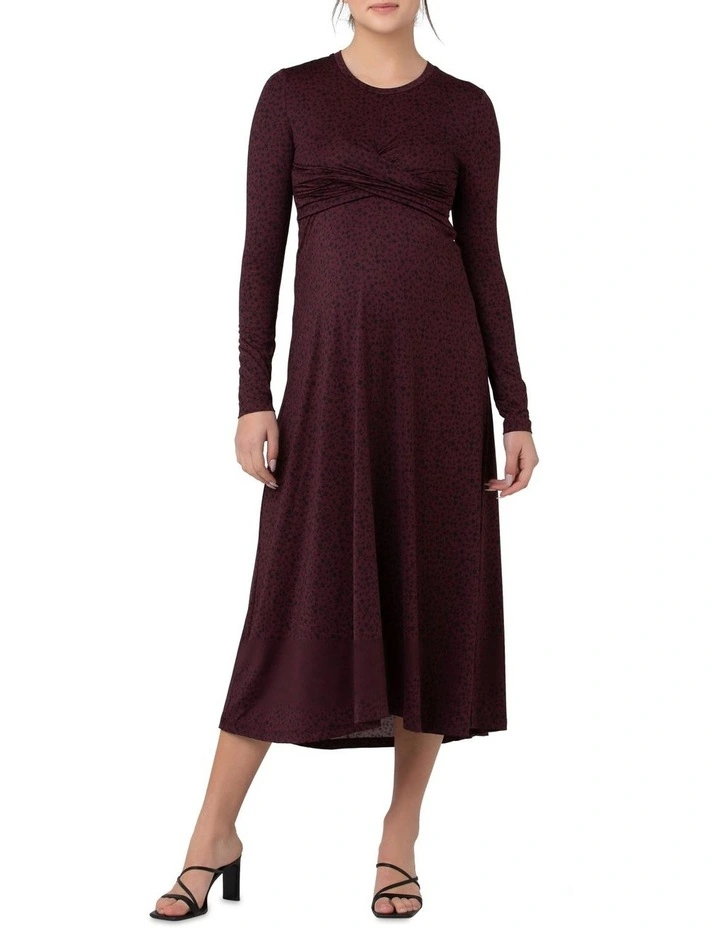 Jude Cross Front Nursing Dress in Maroon