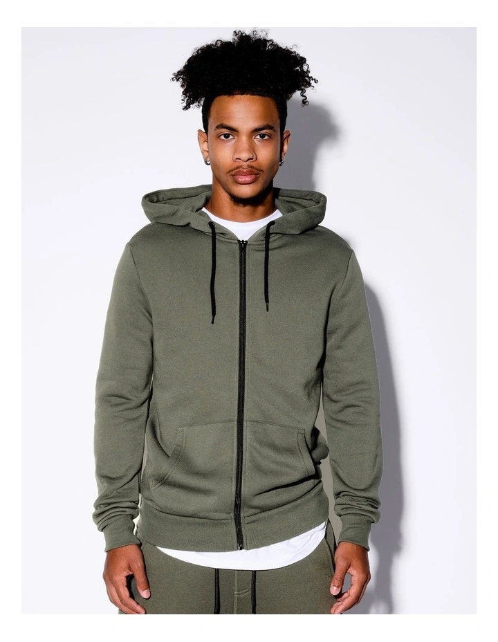 Mitchell Zip Thru Hoodie in Green