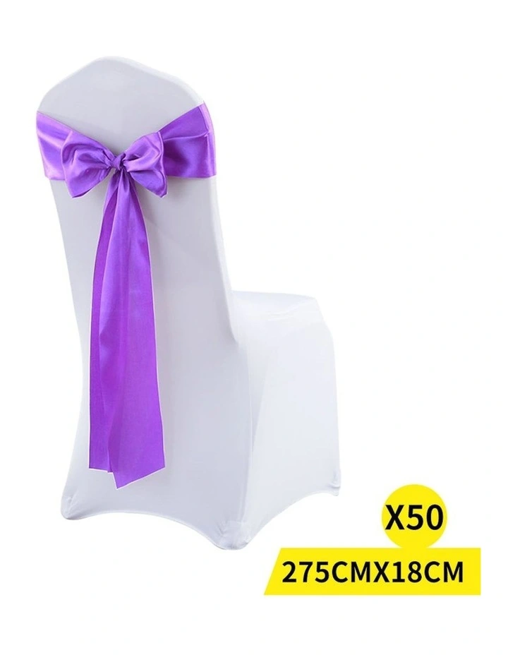 50x Satin Chair Sashes in Purple