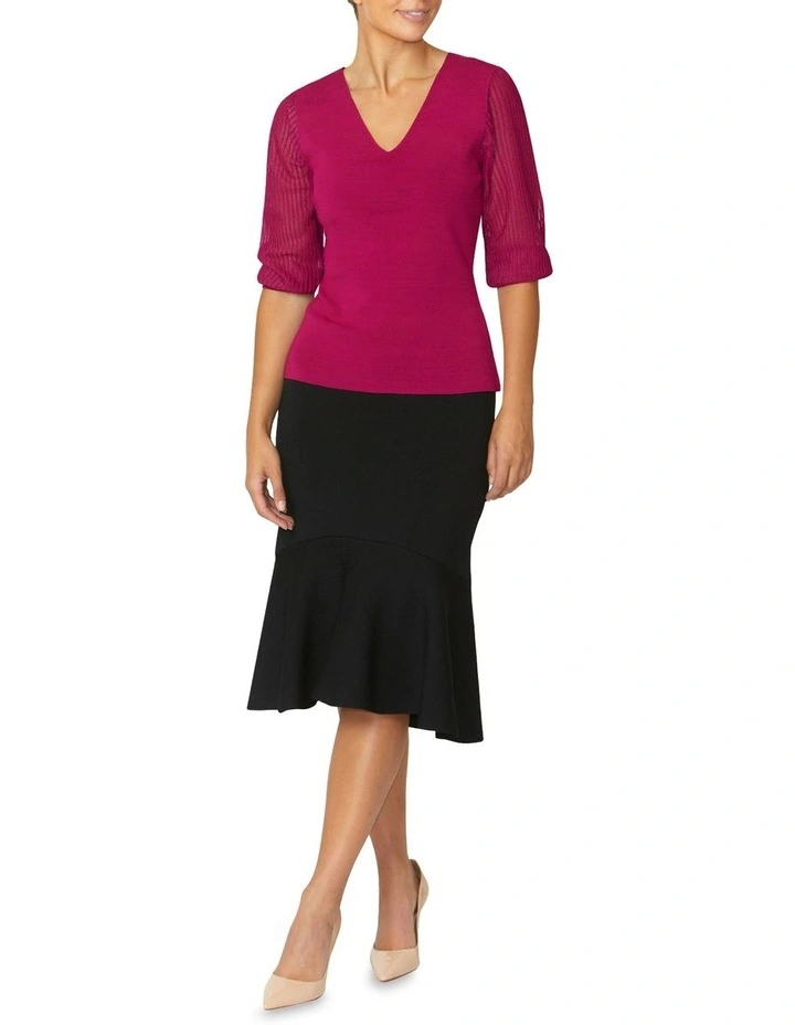 Emelie Sheer Sleeve Top in Fuchsia