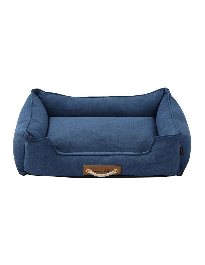 Lighthouse Dog/Pets Walled Canvas Foam Cushion Bed Navy Large 80cm
