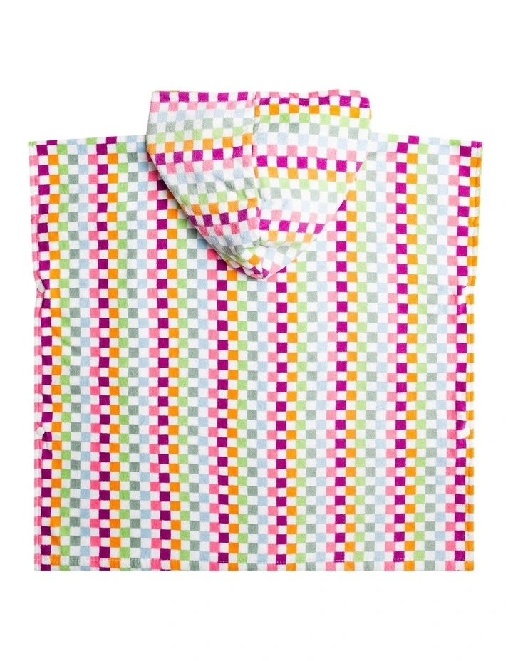 Stay Magical Printed Hooded Poncho Towel in Bright White Check