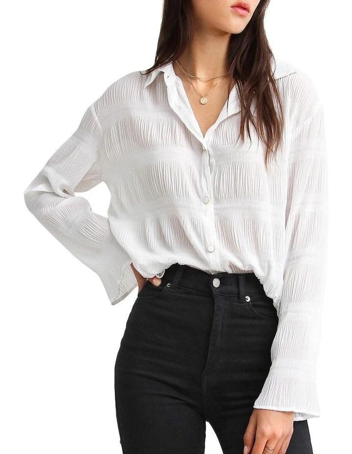 Yoko Shirred Cream Chiffon Blouse