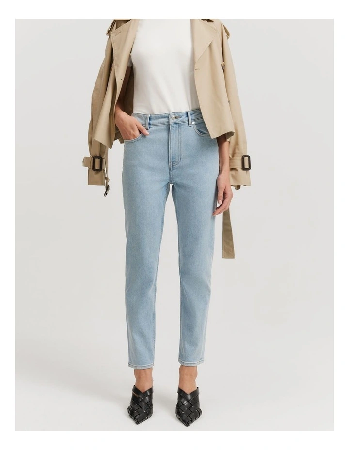 High Rise Slim Leg Jean in Aged Soft Wash