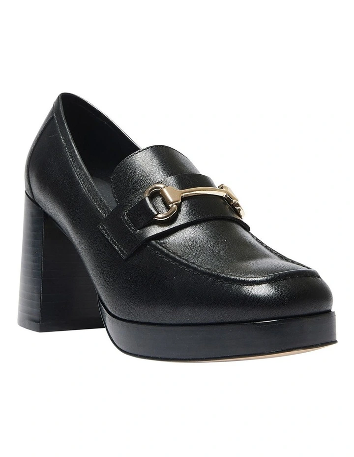Heidi Heeled Shoes in Black Leather