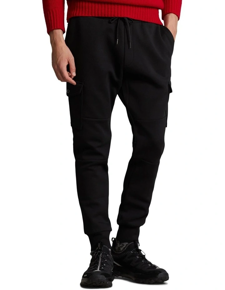 Double-Knit Cargo Jogger Pant in Black