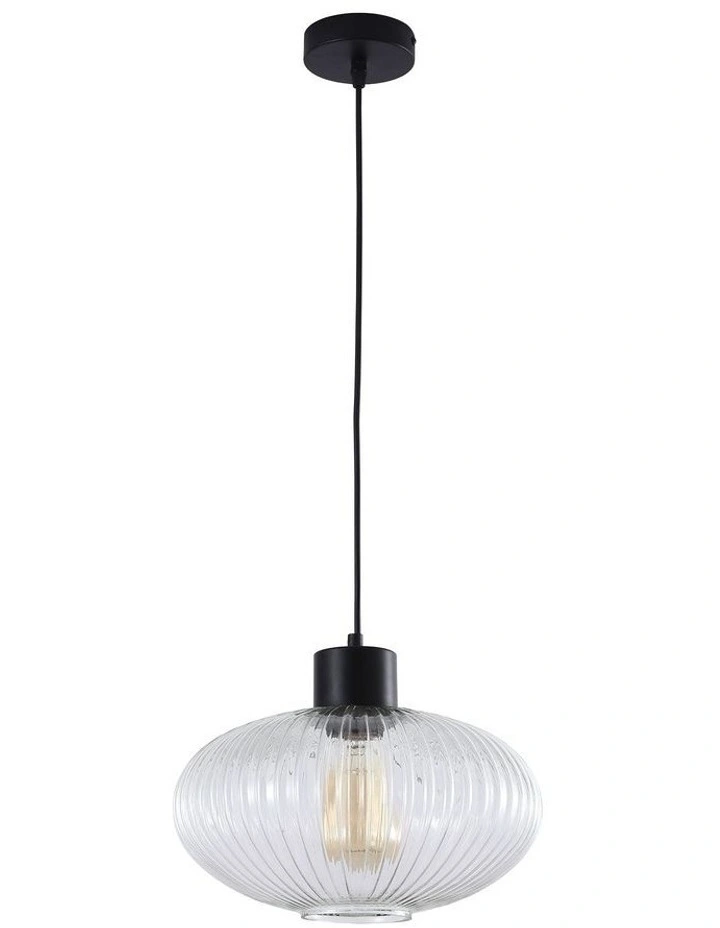Miller Pendant Light Clear 30cm Black
