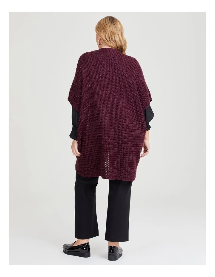 Pointelle Twist Poncho in Purple